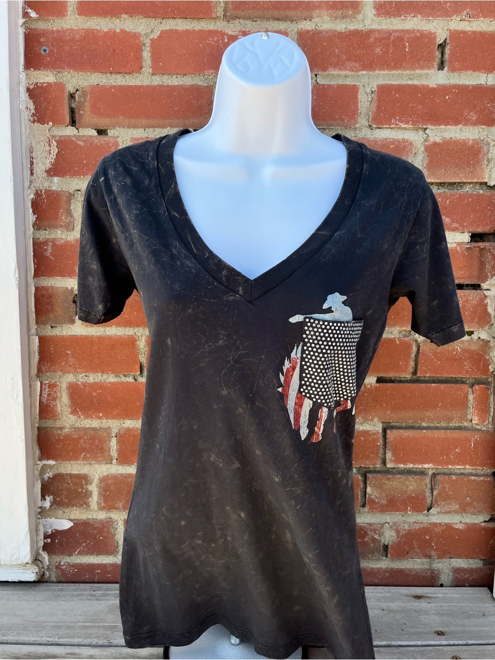 Wrangler NFR V-Neck Short Sleeve Tee with Flag Pocket